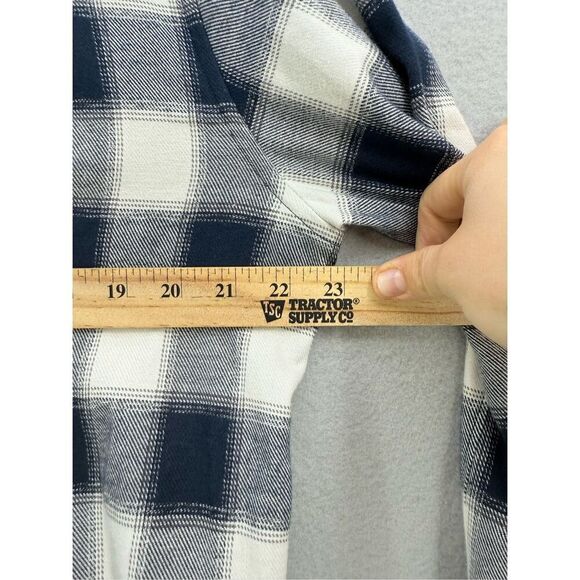 Theory Mens Blue White Check Flannel Long Sleeve Button Up Shirt Size Large - Picture 3 of 7